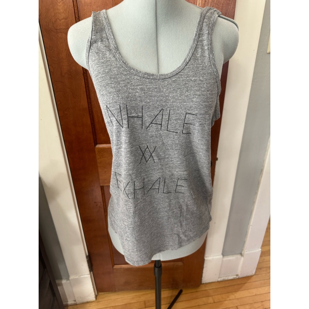 GoodhYouman Distressed Grey Tank Top Inhale Exhale‎ XS/S EUC